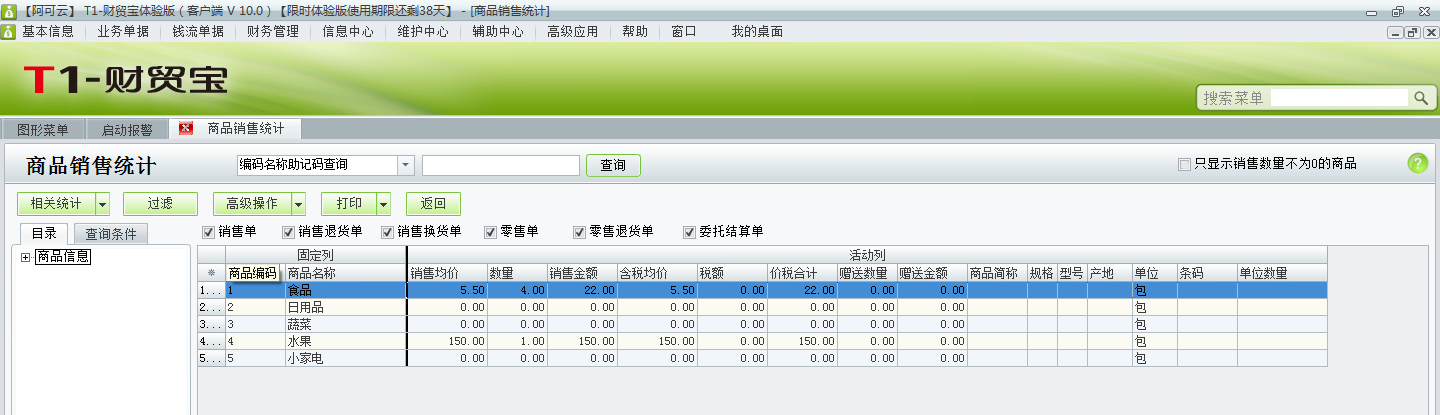 用友t1財(cái)貿(mào)寶10.0如何查詢銷售統(tǒng)計(jì)？