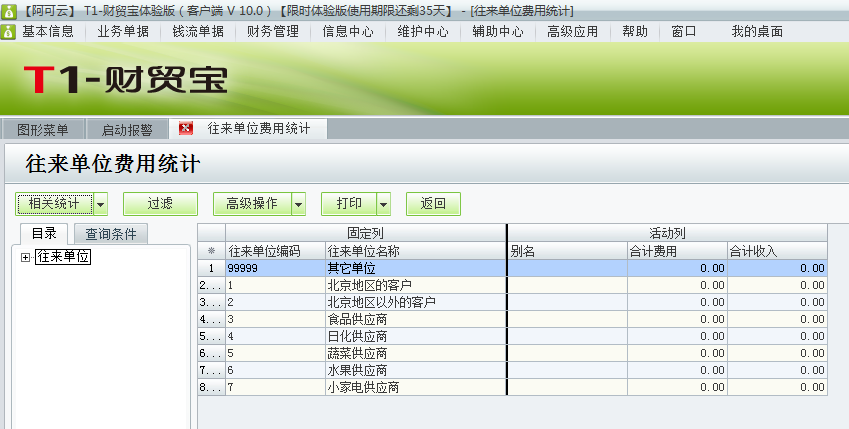 用友t1財(cái)貿(mào)寶10.0如何查詢費(fèi)用統(tǒng)計(jì)？